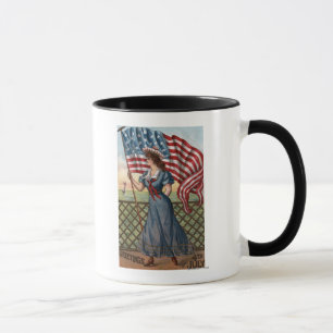 Patriotically klädd kvinna mugg