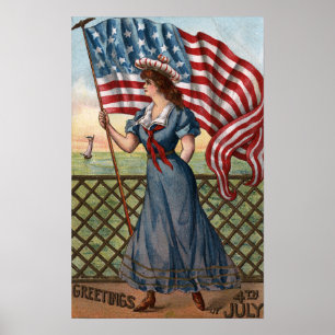 Patriotically klädd kvinna poster