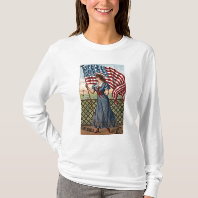 Patriotically klädd kvinna tee (Framsida)