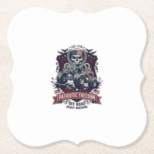 Patriotisk 1776 Off Road Döskalle Monster Truck He Underlägg Papper
