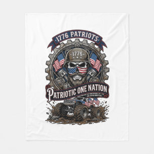 Patriotisk 1776 Off Road Skalle Monster Truck Heav Fleecefilt