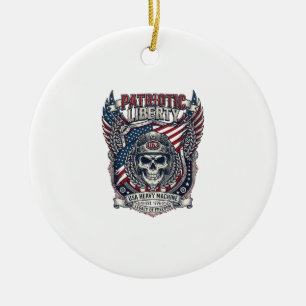 Patriotisk 1776 Off Road Skalle Monster Truck Heav Julgransprydnad Keramik