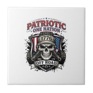 Patriotisk 1776 Off Road Skalle Monster Truck Heav Kakelplatta