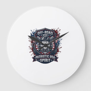 Patriotisk 1776 Off Road Skalle Monster Truck Heav Stor Klocka