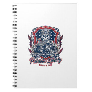 Patriotisk 1776 Off Road Skalle Monster Truck Tung Anteckningsbok