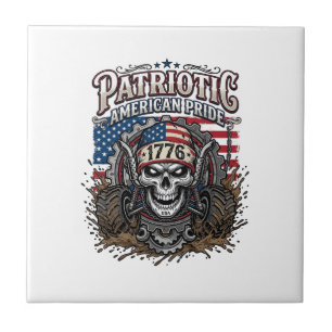 Patriotisk 1776 Off Road Skalle Monster Truck Tung Kakelplatta