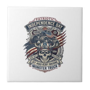 Patriotisk 1776 Off Road Skalle Monster Truck Tung Kakelplatta