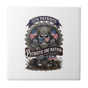 Patriotisk 1776 Off Road Skalle Monster Truck Tung Kakelplatta