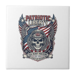 Patriotisk 1776 Off Road Skalle Monster Truck Tung Kakelplatta