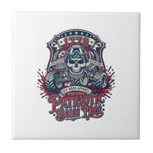 Patriotisk 1776 Off Road Skalle Monster Truck Tung Kakelplatta