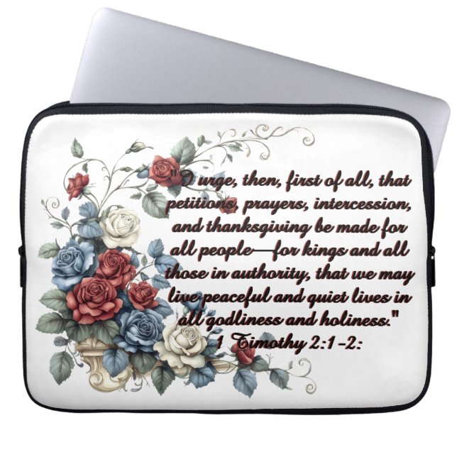 Patriotisk 1 Timotheus 2:1-2 Fleecefilt Laptop Fodral (Framsidan)