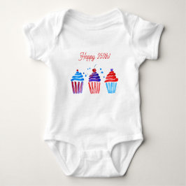 Patriotisk 250-års röd vit blå akvarell cupcakes t shirt