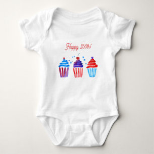 Patriotisk 250-års röd vit blå akvarell cupcakes t shirt