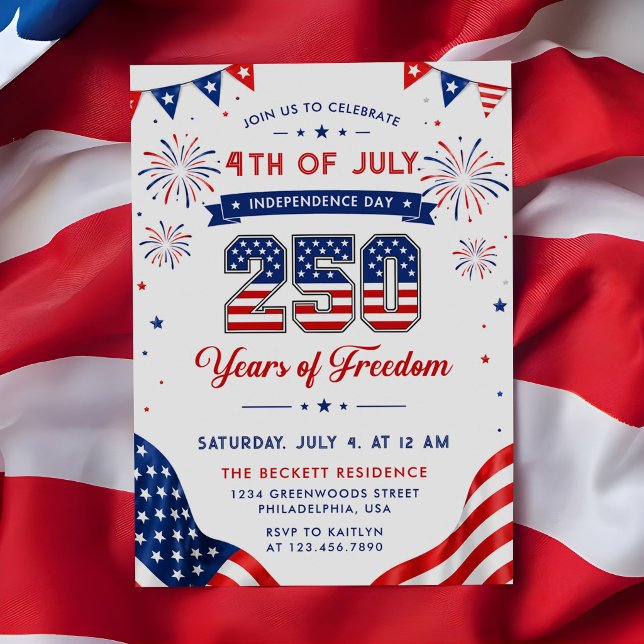 Patriotisk 250-årsjubileum för Amerika Inbjudningar (Skapare uppladdad)