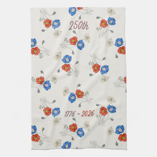 Patriotisk 250-årsjubileum röd vit & blå 1776-2026 kökshandduk