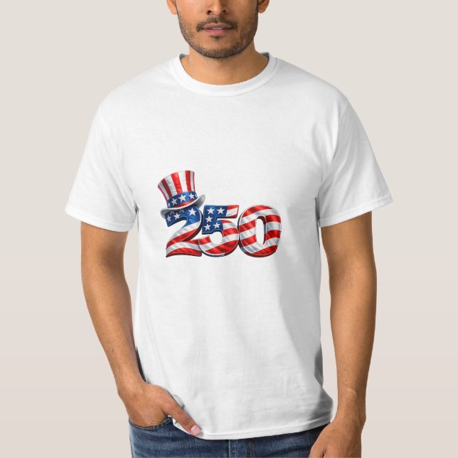 Patriotisk 250 Farbror Sam-hatt T-shirt (Framsida)