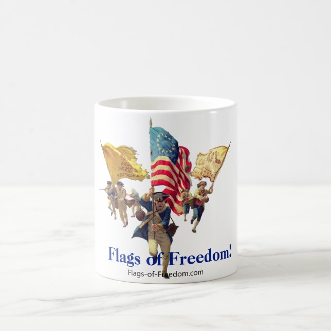 Patriotisk "3 frihetsflaggor" kaffemugg (Center)