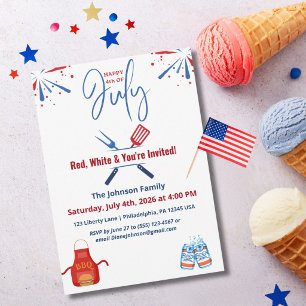 Patriotisk 4:e juli BBQ Picknick Amerika 250-årsju Inbjudningar