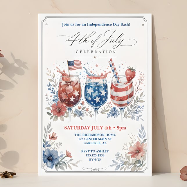 Patriotisk 4:e juli cocktailfirande  inbjudningar (Skapare uppladdad)