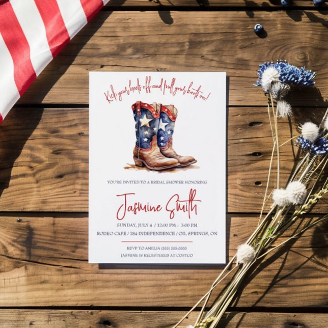 Patriotisk 4:e juli, Cowgirlstövlar Bröllopsdusch Inbjudningar (Skapare uppladdad)