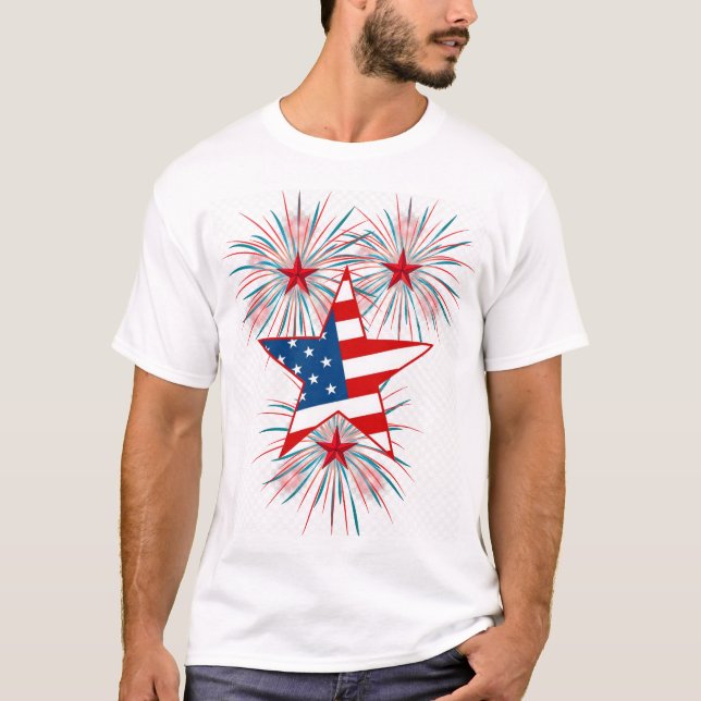 Patriotisk 4:e juli-eldskålströja t shirt (Framsida)