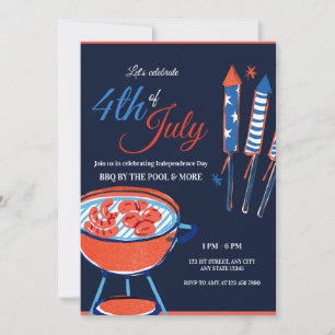 Patriotisk 4:e juli firande festinbjudan inbjudningar