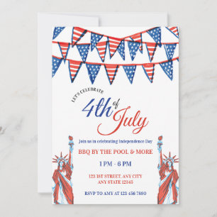 Patriotisk 4:e juli firande festinbjudan inbjudningar