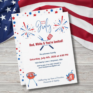 Patriotisk 4:e juli grillfest Amerika 250-årsjubil Inbjudningar