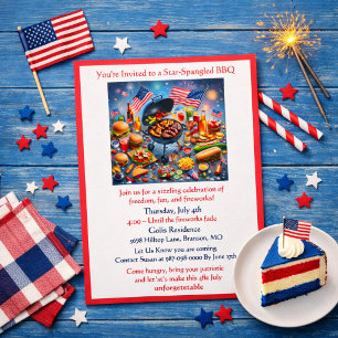 Patriotisk 4:e juli grillfest / fest  inbjudningar