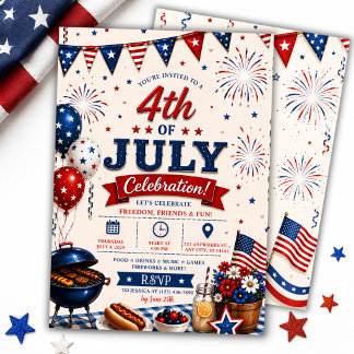 Patriotisk 4:e juli grillfest inbjudningar