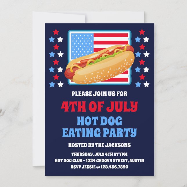 Patriotisk 4:e juli Hett Party Inbjudningar (Framsida)