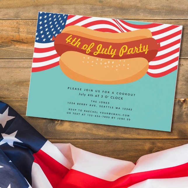 Patriotisk 4:e juli-inbjudan till Hotdog Cookout Inbjudningar (Skapare uppladdad)