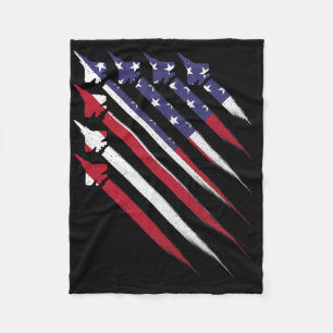 Patriotisk 4:e Juli Jet Usa Amerikansk Flagga Män Fleecefilt