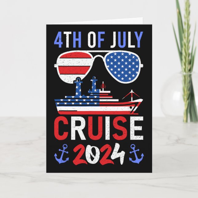 Patriotisk 4:e Juli-kryssning Familj Squad Matchan Kort (Framsida)