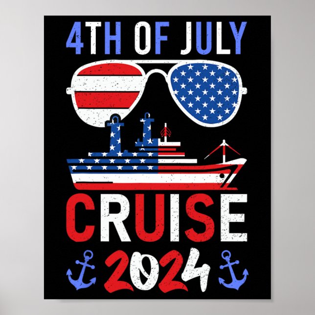 Patriotisk 4:e Juli-kryssning Familj Squad Matchan Poster (Framsidan)