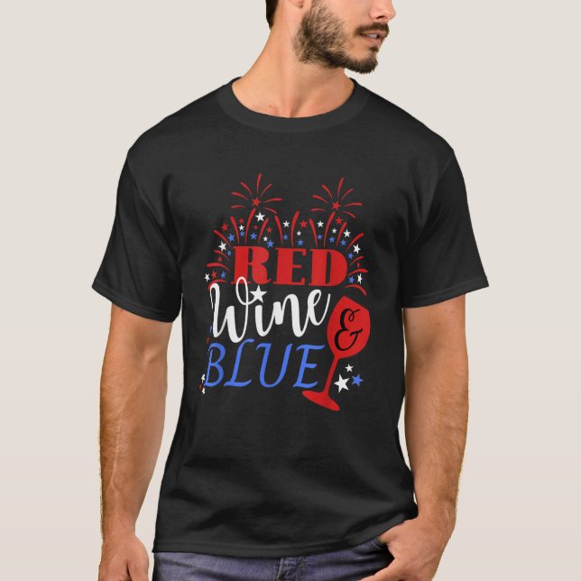 Patriotisk 4:e juli Lusj Vin Humor Fjärde kvinnan T Shirt (Framsida)
