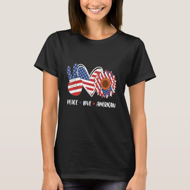 Patriotisk 4:e juli Peace Kärlek America 2 T Shirt (Framsida)