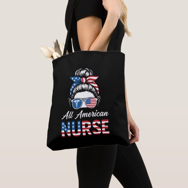 Patriotisk 4:e juli Pridet Nurse Independence day Tygkasse (Närbild)