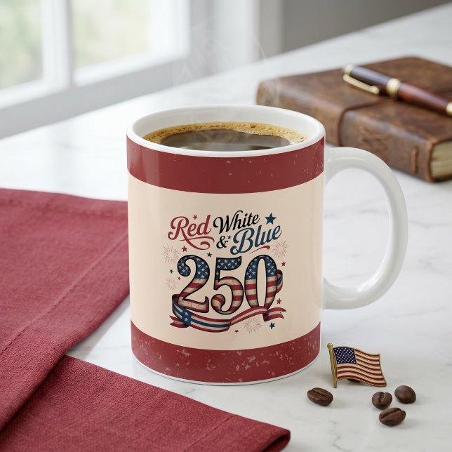 Patriotisk 4:e Juli Röd Vit Blå 250 Kaffemugg (Skapare uppladdad)