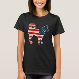 Patriotisk 4:e juli Siberian husky Hund amerikan T Shirt