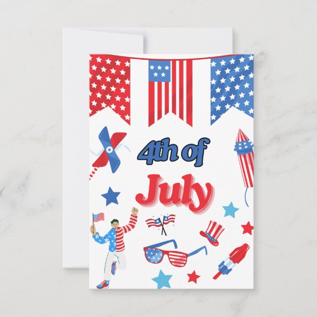 Patriotisk 4:e juli tackkort tack kort (Framsida)
