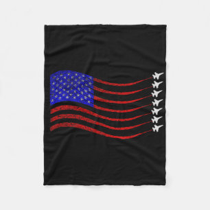 Patriotisk 4:e Juli Usa Amerikansk Flagga Jaktplan Fleecefilt