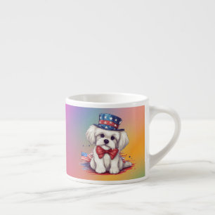 Patriotisk 4:e juli Vit söt valp hund-43568 Espressomugg