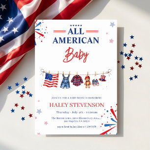 Patriotisk 4 juli All Amerikansk Bebis Shower Inbjudningar