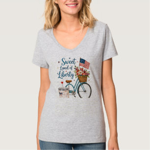Patriotisk 4 juli blomster cykel dam t-shirt