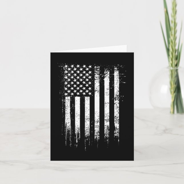 Patriotisk 4 juli ficka vit amerikansk flagga kort (Framsida)