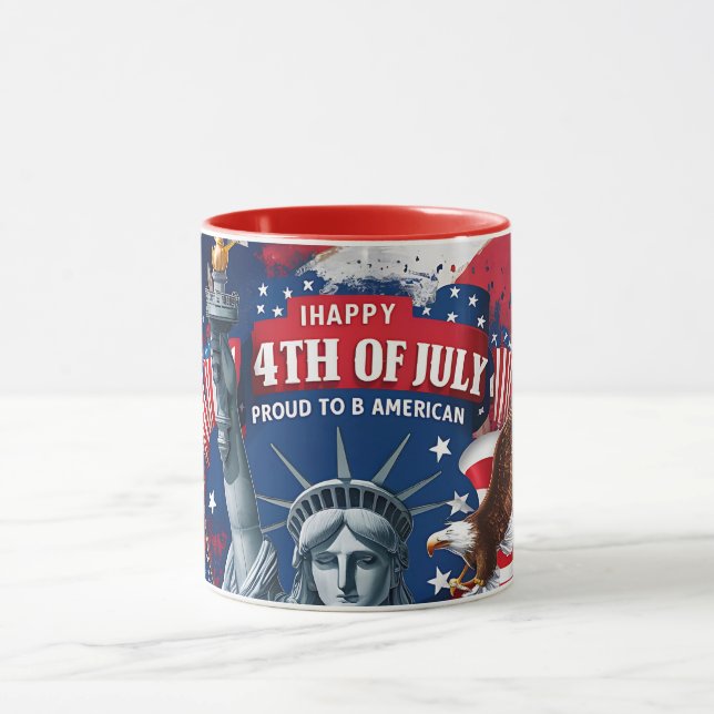 Patriotisk 4 juli-mugg USA Självständighetsdag Mugg (Center)