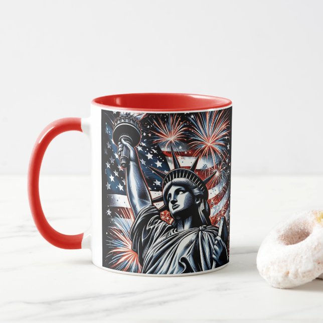 Patriotisk 4 juli-mugg USA Självständighetsdag Mugg (Med munk)
