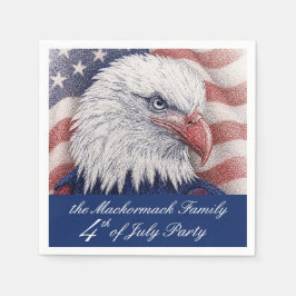 Patriotisk 4 juli Röd Vit Blå Örn Fest Pappersservett