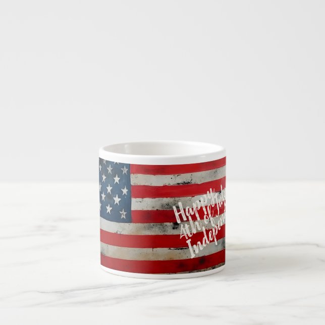 Patriotisk 4 juli självständighetsdagskonst espressomugg (Framsidan)